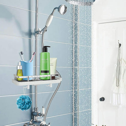 Shower Caddy Shelf , Bathroom Shower Rack Organizer Sponge Holder For No Tools, No Drilling