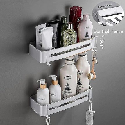 No-drill Shower Caddy With 2 Rustproof Aluminum Brackets  Bathroom Shower Rack