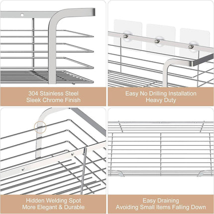 Shower Shelf Shower Caddy Bathroom Accessory Bathroom Storage Corner Shelf, Sus 304 Stainless Steel, Set Of 2