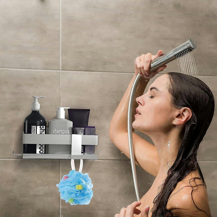 No Drilling Shower Shelf - Brushed Stainless Steel Shower Caddy-Wall Mounted Bathroom Shelf