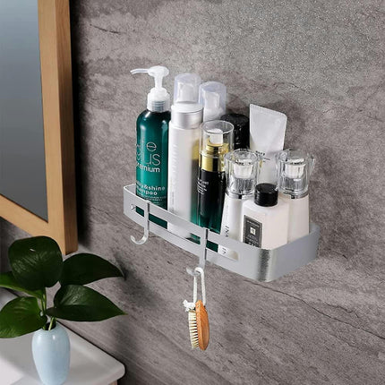 Shower Shelf Bathroom Shelf No Drilling, Wall Mounted Shower Caddy, Shower Caddy Storage Basket Organizer, Adhesive, Aluminum