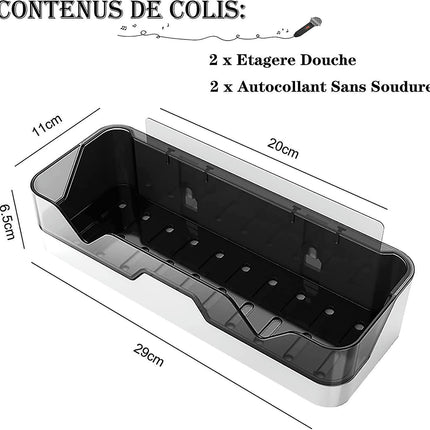 Set Of 2 Shower Caddy Without Drilling, Shower Caddy Holds Over 7kg, Shower Storage For Bathroom/kitchen/bedroom