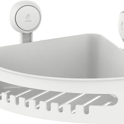 Corner Shower Tray with Suction CupsNo Drill Removable Bathroom Shower Tray, 10kg Water and Oil Resistant Shower Tray - White