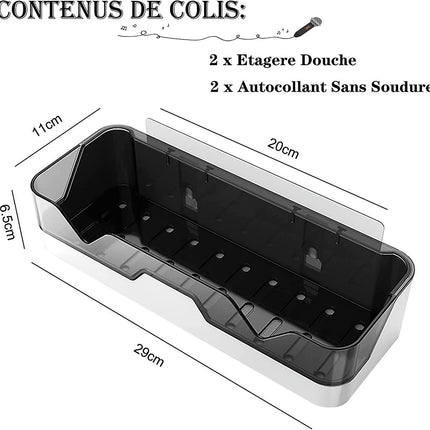 2Pcs Shower Caddy, Set Of 2 Shower Caddy Without Drilling, Shower Caddy Holds Over 7Kg, Shower Stora