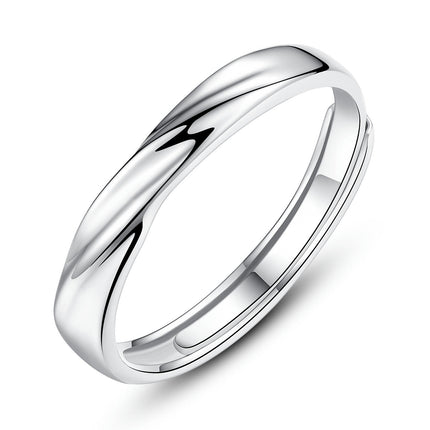 Sterling Silver Couple Ring Adjustable Rings for Men and Women Open Back Rings for Wedding