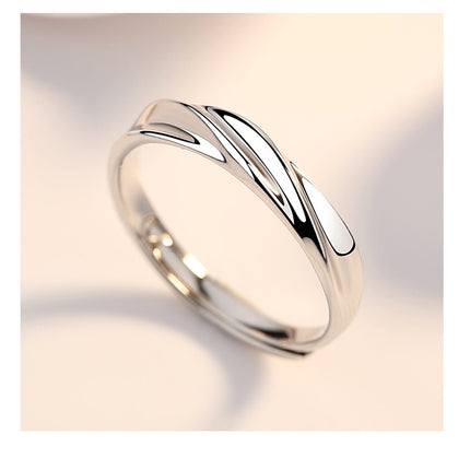 Sterling Silver Couple Ring Adjustable Rings for Men and Women Open Back Rings for Wedding