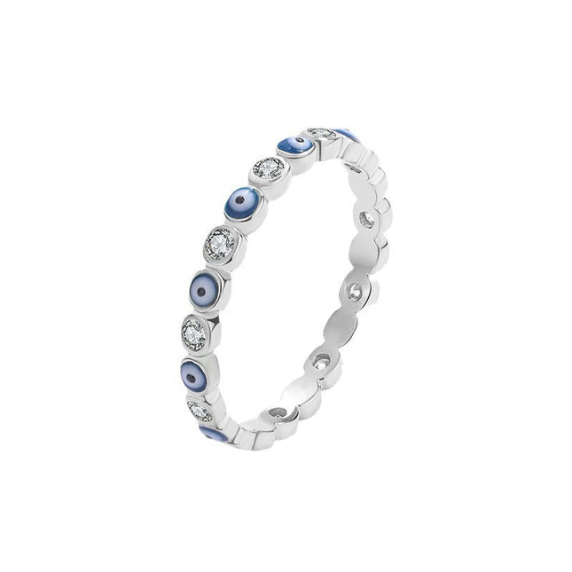 925 Sterling Silver Evil Eye Rings for Women, Minimalist Blue Evil Eyes Ring Lucky Jewelry