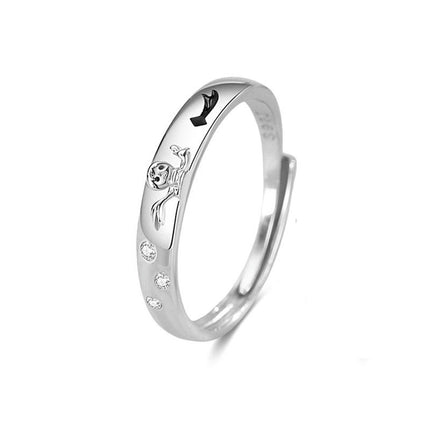 Couple Rings Engagement Wedding Band Promise for Couples 925 Sterling Silver Adjustable Ring