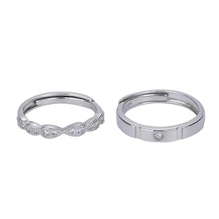 Plain Silver Rings for Couple Engagement Wedding Ring Sterling Silver Band Rings Set