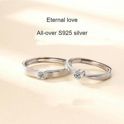 Sterling Silver Couple Ring Adjustable Couple Rings Rings for Wedding Engagement Ring Set