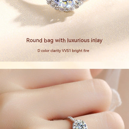 1 Carat Moissanite Engagement Ring Wedding Promise Silver Solitaire Rings for Women