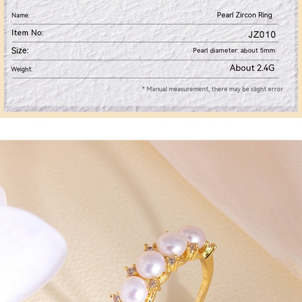 Pearl Ring Adjustable Size Natural Pearl Ring Single Pearl Fashion Open Ring for Women