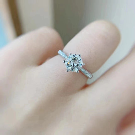 Adjustable Open Rings for Women Imitation Moissanite Silver Plated Rings Rings for Accessories