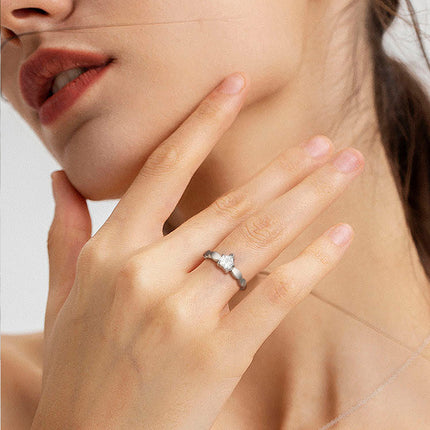 Stainless Steel Rings Heart Shaped Women Ring Vintage zircon Women Matching Rings