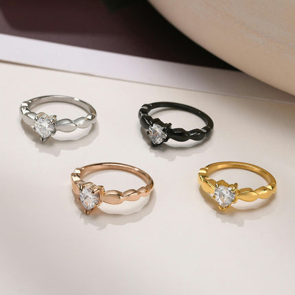 Stainless Steel Rings Heart Shaped Women Ring Vintage zircon Women Matching Rings