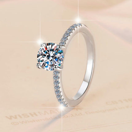 Moissanite Ring Women's S925 Sterling Silver Ring,Four Prong Diamond Ring Engagement Ring