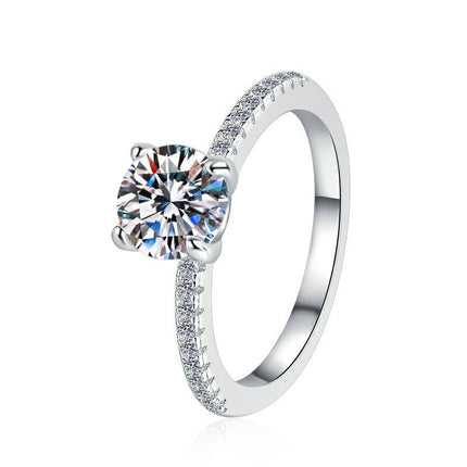 Moissanite Ring Women's S925 Sterling Silver Ring,Four Prong Diamond Ring Engagement Ring