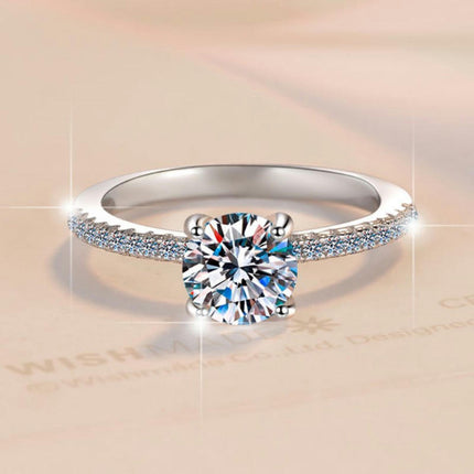 Moissanite Ring Women's S925 Sterling Silver Ring,Four Prong Diamond Ring Engagement Ring