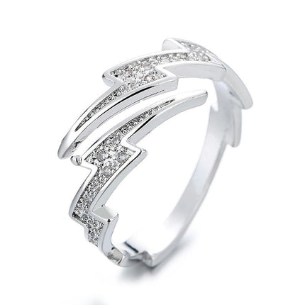 Women Open Ring Finger Jewelry S925 silver ring jewelry irregular lightning Ring Hao Stone Ring