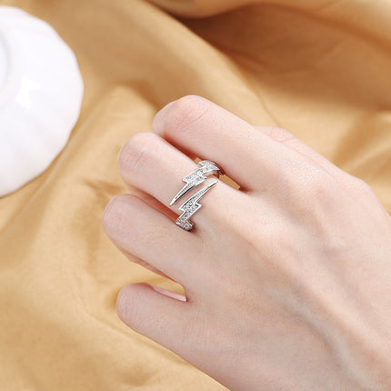 Women Open Ring Finger Jewelry S925 silver ring jewelry irregular lightning Ring Hao Stone Ring