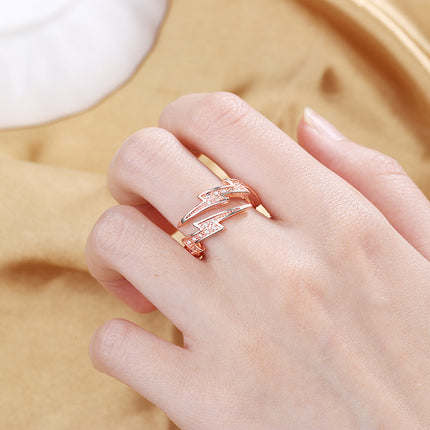 Women Open Ring Finger Jewelry S925 silver ring jewelry irregular lightning Ring Hao Stone Ring