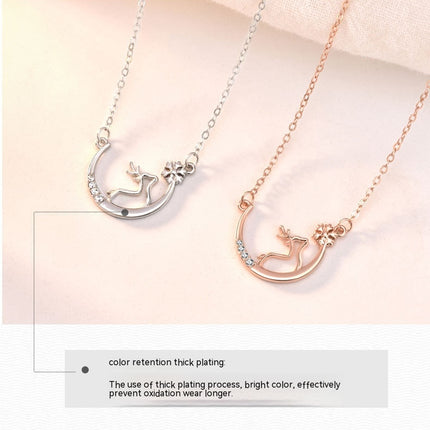 Necklace for Women, Sterling Silver Pendant Cute Antler Deer Jewelry s925 sterling silver necklace