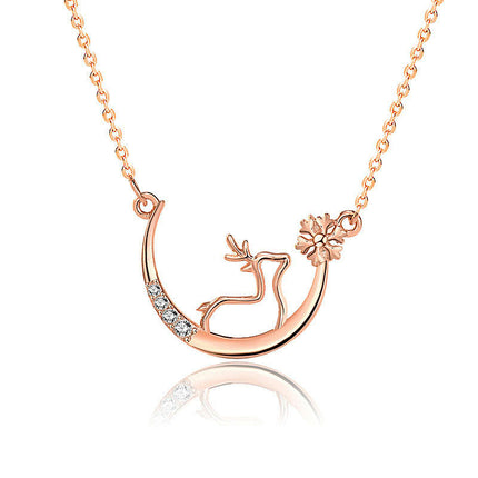 Necklace for Women, Sterling Silver Pendant Cute Antler Deer Jewelry s925 sterling silver necklace