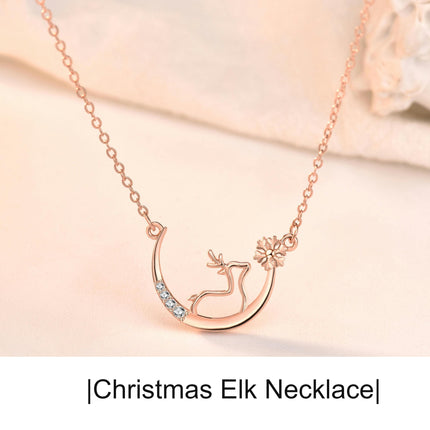 Necklace for Women, Sterling Silver Pendant Cute Antler Deer Jewelry s925 sterling silver necklace