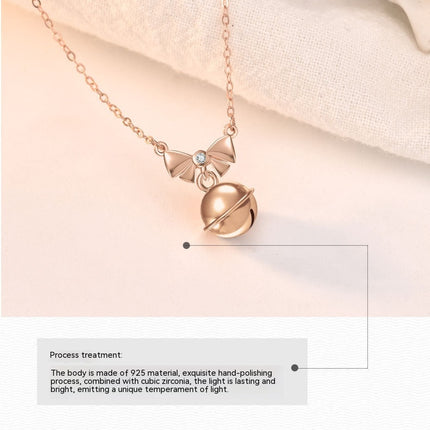 Christmas Bell Necklace S925 Sterling Silver Jingle Bells Pendant Necklace Christmas for Girlfriend