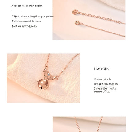 Christmas Bell Necklace S925 Sterling Silver Jingle Bells Pendant Necklace Christmas for Girlfriend