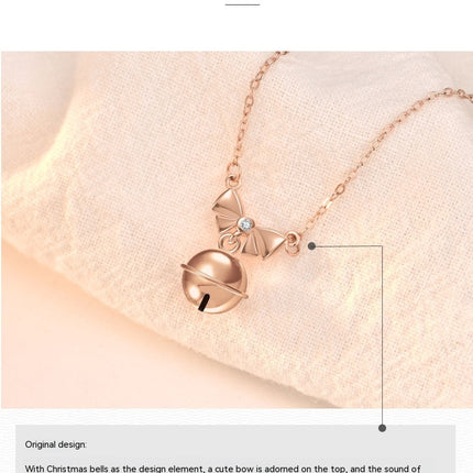 Christmas Bell Necklace S925 Sterling Silver Jingle Bells Pendant Necklace Christmas for Girlfriend