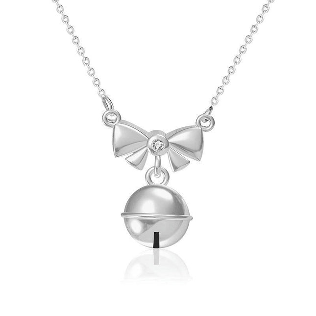 Christmas Bell Necklace S925 Sterling Silver Jingle Bells Pendant Necklace Christmas for Girlfriend