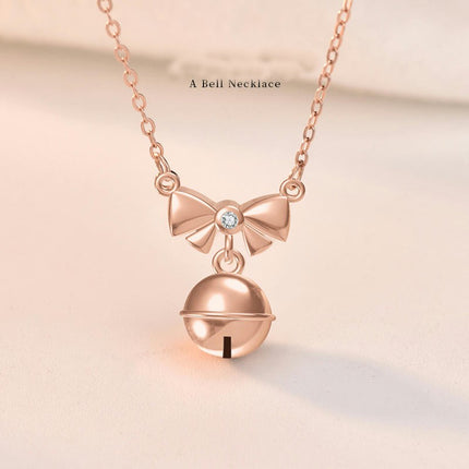 Christmas Bell Necklace S925 Sterling Silver Jingle Bells Pendant Necklace Christmas for Girlfriend