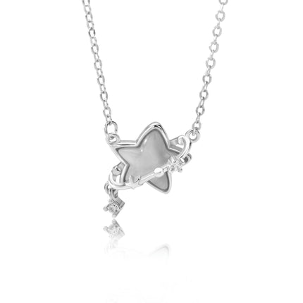 Ladies Necklace S925 Sterling Silver Star And Moon Necklace Clavicle Chain, Valentine¡¯S Day