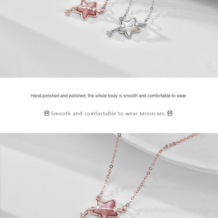 Ladies Necklace S925 Sterling Silver Star And Moon Necklace Clavicle Chain, Valentine¡¯S Day