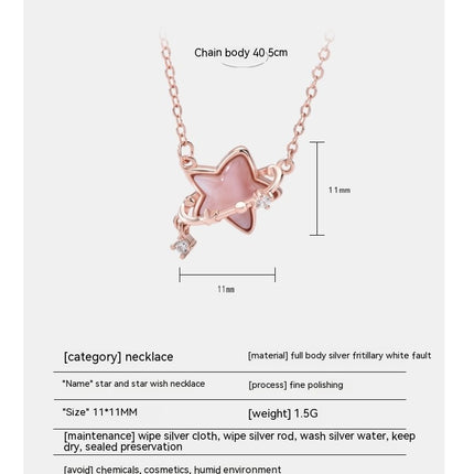 Ladies Necklace S925 Sterling Silver Star And Moon Necklace Clavicle Chain, Valentine¡¯S Day