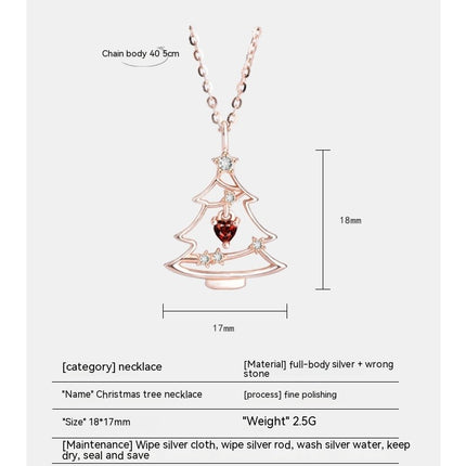 Christmas Necklace Christmas Tree Necklace for Women Pendant Sterling Silver Christmas