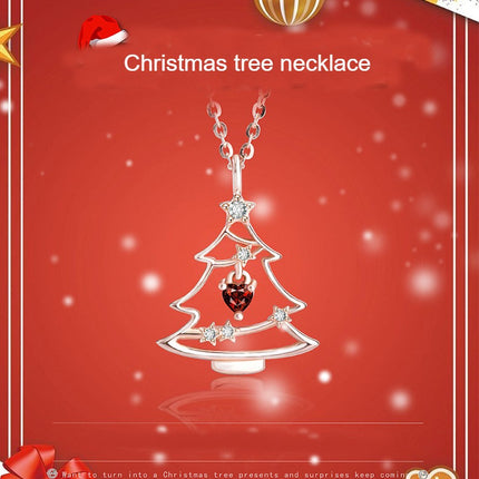 Christmas Necklace Christmas Tree Necklace for Women Pendant Sterling Silver Christmas