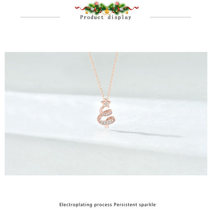 Christmas Necklace 925 Sterling Silver Christmas Tree Necklace for Women Christmas Jewelry