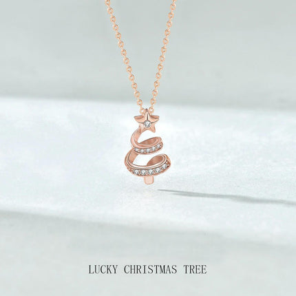 Christmas Necklace 925 Sterling Silver Christmas Tree Necklace for Women Christmas Jewelry