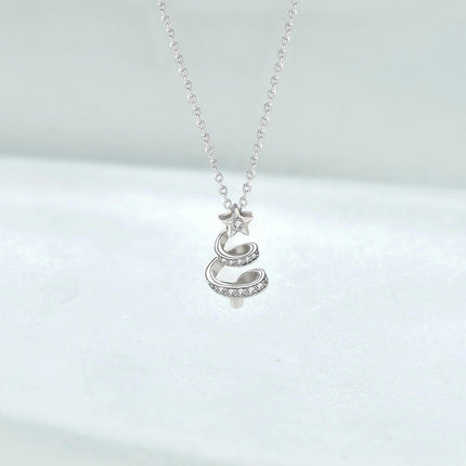 Christmas Necklace 925 Sterling Silver Christmas Tree Necklace for Women Christmas Jewelry