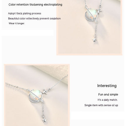 Ladies Necklaces Silver S925 Sterling Silver Planet Necklace Girl Tassel Clavicle Chain Long Necklace