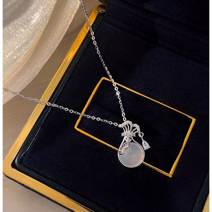 S925 Sterling Silver Necklace Women's National Style Light Luxury Clavicle Chain Jewelry