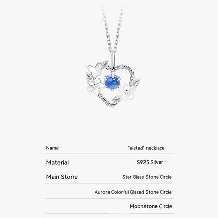 S925 Sterling Silver Heart Necklaces for Women Silver Necklace for Women Aquamarine Necklace Jewelry