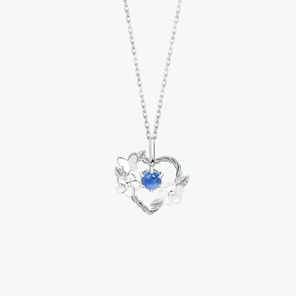 S925 Sterling Silver Heart Necklaces for Women Silver Necklace for Women Aquamarine Necklace Jewelry