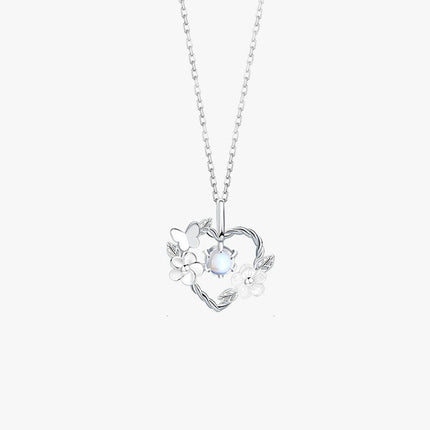 S925 Sterling Silver Heart Necklaces for Women Silver Necklace for Women Aquamarine Necklace Jewelry