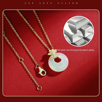 Necklace 925 Sterling Silver Jade Pendant Necklaces for Women Natural Hetian Jade Necklace Jewelry