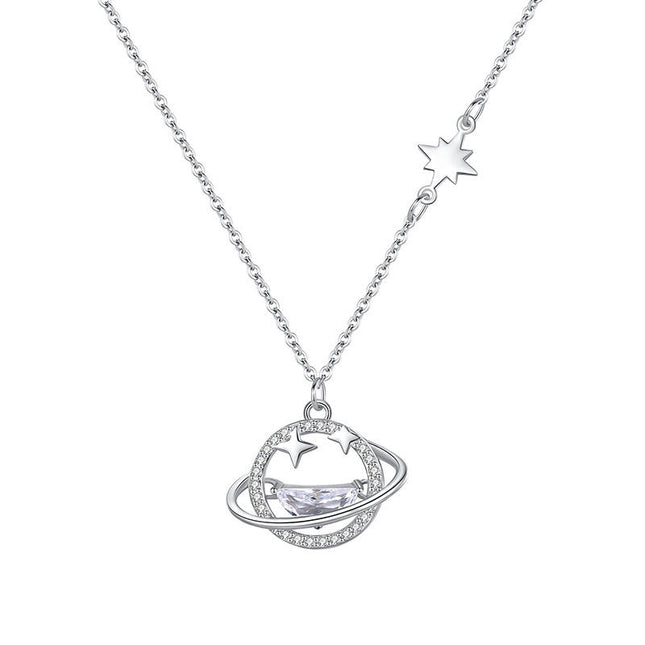 Planet Necklace Sterling Silver Pendant Necklace Crystal From Jewelry Necklace for Women