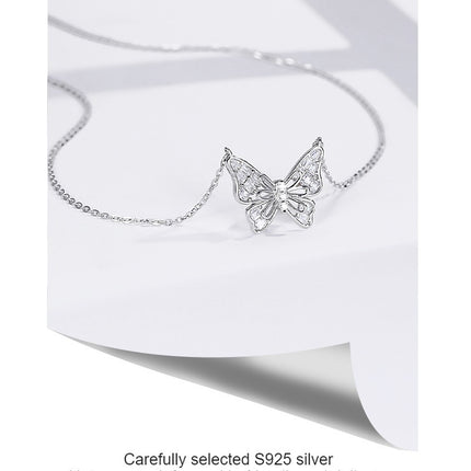 925 Sterling Silver Butterfly Choker Necklace for Women Teen Girls Butterfly Necklace Chain