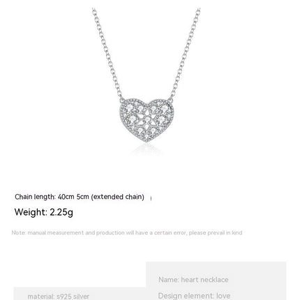 925 Sterling Silver Tiny Love Heart Pendant Necklace for Women Tiny Dainty Heart Necklace